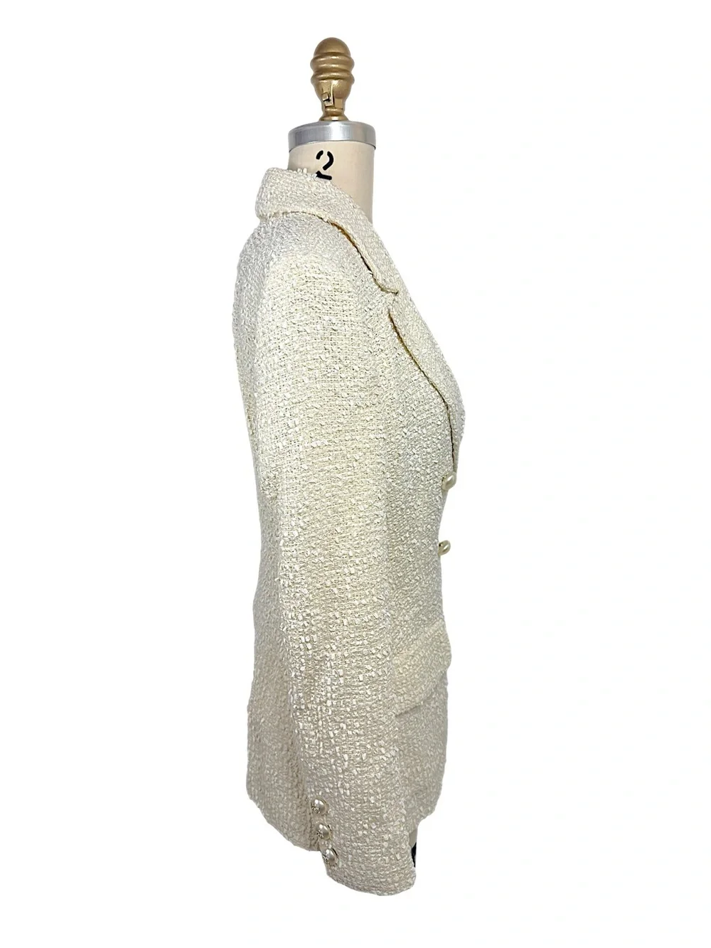Chanel Cruise 2019 “La Pausa” Runway Look 26 Ivory Tweed Jacket FR34